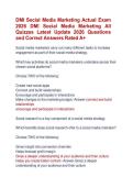 DMI Social Media Marketing Actual Exam &NewLine;2026 DMI Social Media Marketing All &NewLine;Quizzes Latest Update 2026 Questions &NewLine;and Correct Answers Rated A&plus;
