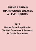 Edexcel A Level History &ndash; Theme 1 Britain Transformed Exam 2026 Complete Revision Guide