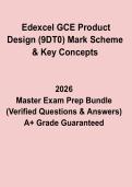 Edexcel GCE Product Design &lpar;9DT0&rpar; Mark Scheme & Key Concepts Exam Q&A &ndash; Complete Revision Guide