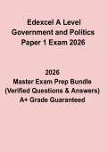 Edexcel A Level Government and Politics Paper 1 Exam 2026 &ndash; Complete Revision Guide