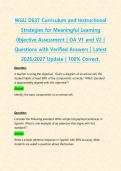 WGU D637 Curriculum and Instructional Strategies for Meaningful Learning 0bjective Assessment &vert; OA V1 and V2 &vert; Questions with Verified Answers &vert; Latest 2026&sol;2027 Update &vert; 100&percnt; Correct&period;