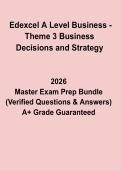 Edexcel A Level Business &ndash; Theme 3 Business Decisions and Strategy Exam Complete Revision Guide