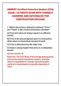 NEWEST Certified Valuation Analyst &lpar;CVA&rpar;&NewLine;EXAM &vert; ULTIMATE EXAM WITH CORRECT&NewLine;ANSWERS AND RATIONALES FOR&NewLine;CERTIFICATION SUCCESS&NewLine;