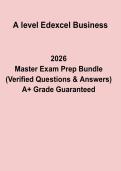Edexcel A Level Business Exam 2026 &ndash; Complete Revision Guide & Practice Questions