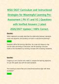 WGU D637 Curriculum and Instructional Strategies for Meaningful Learning Pre- Assessment &vert; PA V1 and V2 &vert; Questions with Verified Answers &vert; Latest 2026&sol;2027 Update &vert; 100&percnt; Correct&period;