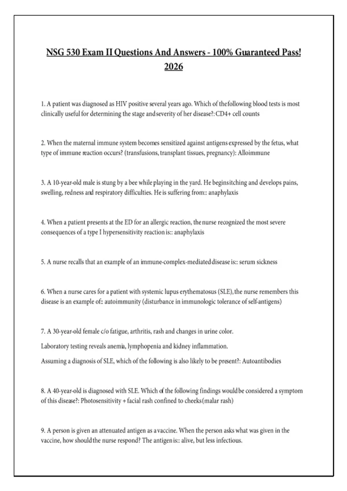 NSG 530 Exam II Questions And Answers - 100% Guaranteed Pass! 2026 ...