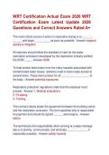 WRT Certification Actual Exam 2026 WRT &NewLine;Certification Exam Latest Update 2026 &NewLine;Questions and Correct Answers Rated A&plus; 