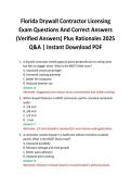 Florida Drywall Contractor Licensing Exam Questions And Correct Answers &lpar;Verified Answers&rpar; Plus Rationales 2025 Q&A &vert; Instant Download PDF