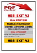 HESI EXIT V2&NewLine;EXAM QUESTIONS &lpar;2026&sol;2027&rpar; QUESTIONS AND VERIFIED ANSWERS &vert; 100&percnt; CORRECT &vert; GRADED A&plus;