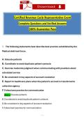 Certified Revenue Cycle Representative Certification Exam &lpar;2026&sol;2027&rpar; Complete Questions and Verified Answers&comma; 100&percnt; Guarantee Pass