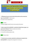 Certified Revenue Cycle Representative Certification Exam &lpar;2026&sol;2027&rpar; Questions and Verified Answers&comma; 100&percnt; Guarantee Pass