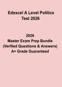 Edexcel A Level Politics Test 2026 &ndash; Complete Revision Guide & Practice Questions