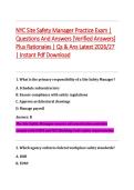 NYC Site Safety Manager Practice Exam &vert; &NewLine;Questions And Answers &lbrack;Verified Answers&rsqb; &NewLine;Plus Rationales &vert; Qs & Ans Latest 2026&sol;27 &NewLine;&vert; Instant Pdf Download