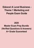 Edexcel A Level Business &ndash; Theme 1 Marketing and People Exam Guide &lpar;Complete Revision 2026&rpar;
