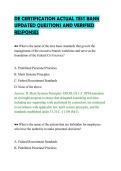 DE CERTIFICATION ACTUAL TEST BANK&NewLine;UPDATED QUESTIONS AND VERIFIED&NewLine;RESPONSES&NewLine;