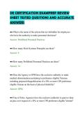 DE CERTIFICATION EXAMPREP REVIEW&NewLine;SHEET TESTED QUESTIONS AND ACCURATE&NewLine;ANSWERS