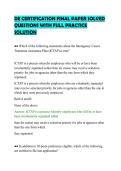 DE CERTIFICATION FINAL PAPER SOLVED&NewLine;QUESTIONS WITH FULL PRACTICE&NewLine;SOLUTION&NewLine;