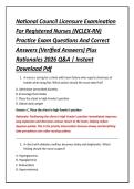 National Council Licensure Examination &NewLine;For Registered Nurses &lpar;NCLEX-RN&rpar; &NewLine;Practice Exam Questions And Correct &NewLine;Answers &lpar;Verified Answers&rpar; Plus &NewLine;Rationales 2026 Q&A &vert; Instant &NewLine;Download Pdf 
