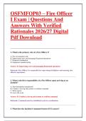 OSFMFOP03 &ndash; Fire Officer &NewLine;I Exam &vert; Questions And &NewLine;Answers With Verified &NewLine;Rationales 2026&sol;27 Digital &NewLine;Pdf Download 
