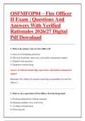 OSFMFOP04 &ndash; Fire Officer &NewLine;II Exam &vert; Questions And &NewLine;Answers With Verified &NewLine;Rationales 2026&sol;27 Digital &NewLine;Pdf Download 