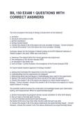 BIL 150 EXAM 1 QUESTIONS WITH CORRECT ANSWERS