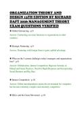 ORGANIZATION THEORY AND&NewLine;DESIGN 13TH EDITION BY RICHARD&NewLine;DAFT 2026 MANAGEMENT THEORY&NewLine;EXAM QUESTIONS VERIFIED