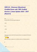 HESI A2 - Grammar &lpar;Questions&rpar; Certified Exam with 100&percnt; Verified Answers &vert; Latest Update 2026 &ndash; 2027 &lpar;Rated A&rpar;&NewLine;  &NewLine;