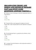 ORGANIZATION THEORY AND&NewLine;DESIGN 13TH EDITION BY RICHARD&NewLine;DAFT 2026 STUDY GUIDE&NewLine;QUESTIONS ANSWERS VERIFIED A&plus;