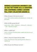 DEFENCE ACQUISITION UNIVERSITY CON&NewLine;237 DAU TEST PAPER 2026 142 QUESTIONS&NewLine;AND CONFIRMED CORRECT ANSWERS&NewLine;FULL STUDY COLLECTION GRADED A&plus;