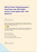 HESI A2 Critical Thinking Questions &vert; Actual Exam with 100&percnt; Verified Answers &vert; Latest Update 2026 &ndash; 2027 &lpar;Rated A&plus;&rpar;&NewLine;&NewLine;   