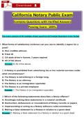 California Notary Public Exam 1 &lpar;2026&sol;2027&rpar; Contains Questions and Verified Answers&comma; 100&percnt; Guarantee Pass
