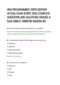 JAVA PROGRAMMING TENTH EDITION&NewLine;ACTUAL EXAM SCRIPT 2026 COMPLETE&NewLine;QUESTIONS AND SOLUTIONS GRADED A&NewLine;PLUS OBJECT ORIENTED MASTER SET