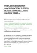 PA REAL ESTATE STATE PORTION&NewLine;COMPREHENSIVE STUDY GUIDE 2026&NewLine;PROPERTY LAW AND REGULATIONS&NewLine;SOLUTIONS VERIFIED A&plus;