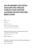 JAVA PROGRAMMING TENTH EDITION&NewLine;EXAM SCRIPT FINAL PAPER 2026&NewLine;COMPLETE SOLVED QUESTIONS&NewLine;ALGORITHMS AND DATA STRUCTURES&NewLine;INSIGHT TOOLKIT
