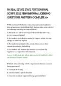 PA REAL ESTATE STATE PORTION FINAL&NewLine;SCRIPT 2026 PENNSYLVANIA LICENSING&NewLine;QUESTIONS ANSWERS COMPLETE A&plus;