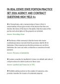 PA REAL ESTATE STATE PORTION PRACTICE&NewLine;SET 2026 AGENCY AND CONTRACT&NewLine;QUESTIONS HIGH YIELD A&plus;