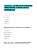 JMU BIO 140 CERTIFICATION EVALUATION&NewLine;QUESTIONS AND CORRECT ANSWERS&NewLine;PRACTICE PACK