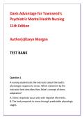 Davis Advantage for Townsend&rsquo;s Psychiatric Mental Health Nursing 11th Edition Test Bank &vert; Advanced NCLEX-RN Psychiatric Nursing MCQs with Rationales&comma; Clinical Judgment & NGN Practice by Karyn Morgan