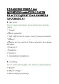 PARAMEDIC FISDAP 200&NewLine;QUESTIONS 2026 FINAL PAPER&NewLine;PRACTICE QUESTIONS ANSWERS&NewLine;ACCURATE A&plus;