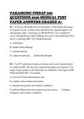 PARAMEDIC FISDAP 200&NewLine;QUESTIONS 2026 MEDICAL TEST&NewLine;PAPER ANSWERS GRADED A&plus;&NewLine;