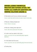 DRIVERS LICENSE THEORETICAL&NewLine;PRACTICE QUIZ GUYANA ACTUAL TEST&NewLine;PAPER 2026 COMPLETE QUESTIONS AND&NewLine;VERIFIED SOLUTIONS GRADED A&plus;