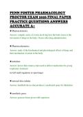 PENN FOSTER PHARMACOLOGY&NewLine;PROCTOR EXAM 2026 FINAL PAPER&NewLine;PRACTICE QUESTIONS ANSWERS&NewLine;ACCURATE A&plus;