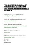 PENN FOSTER PHARMACOLOGY&NewLine;PROCTOR EXAM 2026 MEDICAL&NewLine;TEST PAPER QUESTIONS ANSWERS&NewLine;GRADED A&plus;