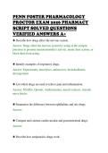 PENN FOSTER PHARMACOLOGY&NewLine;PROCTOR EXAM 2026 PHARMACY&NewLine;SCRIPT SOLVED QUESTIONS&NewLine;VERIFIED ANSWERS A&plus;