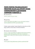 PENN FOSTER PHARMACOLOGY&NewLine;PROCTOR EXAM 2026 STUDY GUIDE&NewLine;COMPREHENSIVE QUESTIONS&NewLine;ANSWERS VERIFIED A&plus;