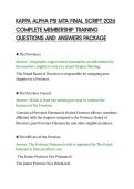 KAPPA ALPHA PSI MTA FINAL SCRIPT 2026&NewLine;COMPLETE MEMBERSHIP TRAINING&NewLine;QUESTIONS AND ANSWERS PACKAGE&NewLine;