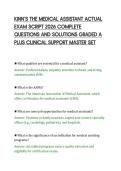 KINN&rsquo;S THE MEDICAL ASSISTANT ACTUAL&NewLine;EXAM SCRIPT 2026 COMPLETE&NewLine;QUESTIONS AND SOLUTIONS GRADED A&NewLine;PLUS CLINICAL SUPPORT MASTER SE