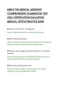 KINN&rsquo;S THE MEDICAL ASSISTANT&NewLine;COMPREHENSIVE EXAMINATION TEST&NewLine;2026 CERTIFICATION EVALUATION&NewLine;MEDICAL OFFICE PRACTICE BANK