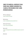KINN&rsquo;S THE MEDICAL ASSISTANT EXAM&NewLine;PAPER 2026 VERIFIED ANSWERS FULL&NewLine;CLINICAL PROCEDURES STUDY GUIDE&NewLine;REVISION MODULE&NewLine;