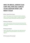 KINN&rsquo;S THE MEDICAL ASSISTANT EXAM&NewLine;SCRIPT FINAL PAPER 2026 COMPLETE&NewLine;SOLVED QUESTIONS PATIENT CARE&NewLine;INSIGHT TOOLKIT&NewLine;